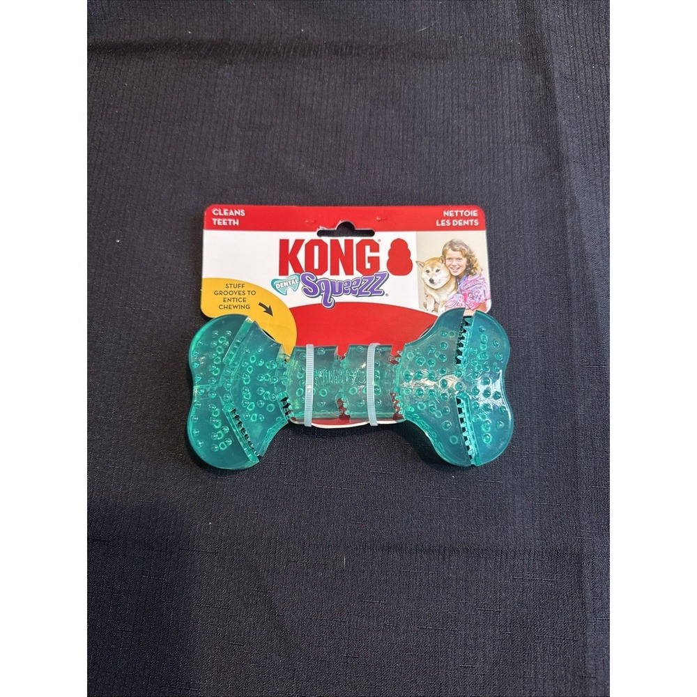 KONG Dental Squeezz Bone Medium Dog Toy Treat Stuffable Teeth Cleaning PST22